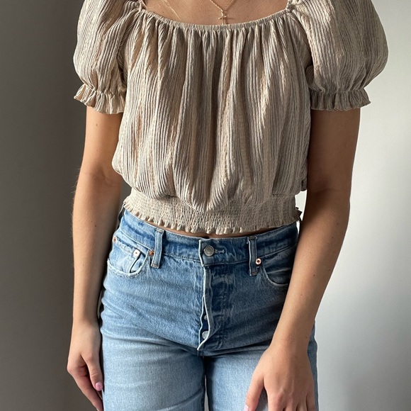 H&M Milkmaid Top Puff Sleeve Size S - Picture 2 of 5